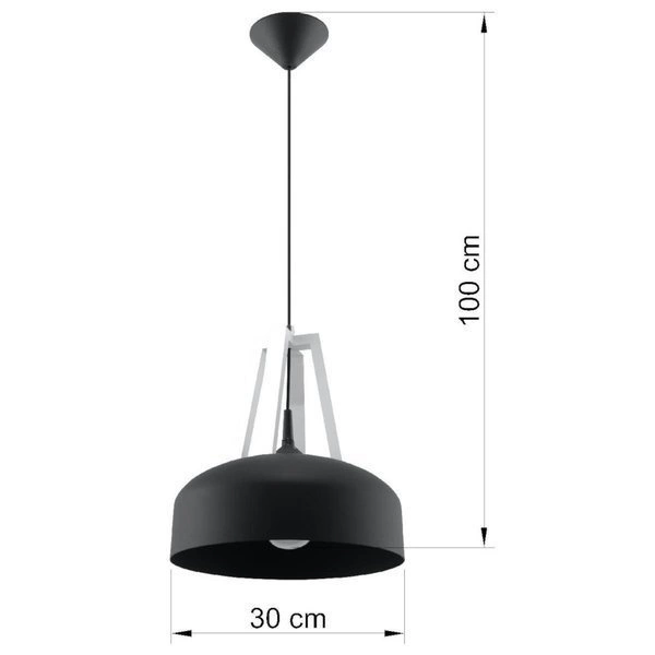 Lampa Wisząca CASCO Czarna Stal/Białe Drewno, E27, 60 W, SL.0389