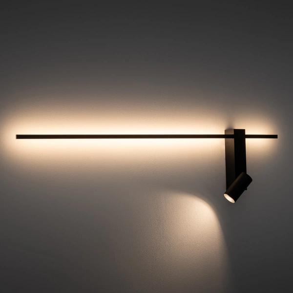 Lampa ścienna EASY LED RIGHT wys.18cm dług.80cm miniGU10 + LED 11W 3000K 380lm IP20 11426 | Czarny