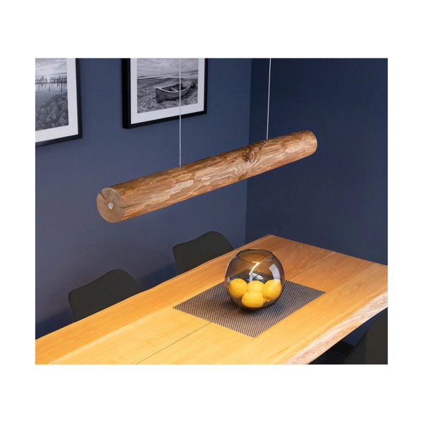 Lampa Wisząca Lucas 1xLED Samsung 24V Zintegrowana 2380lm 3000K 25,5W Bejcowana Sosna Brązowa/Czarny Metal/Przezroczysty Kabel PCV ze ściemniaczem dotykowym 69480104