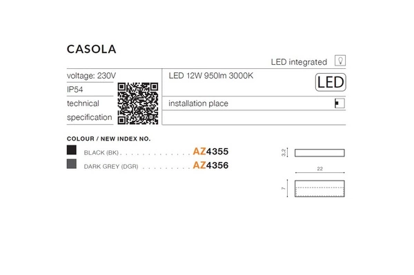Azzardo CASOLA BK 4355