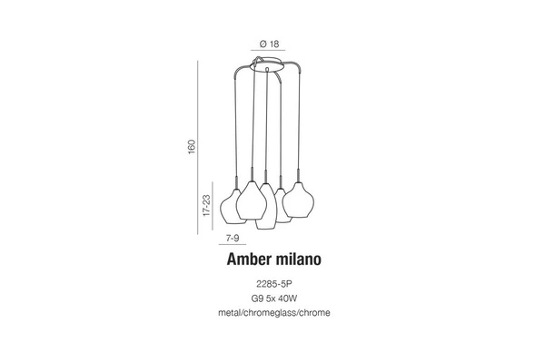 Azzardo AMBER MILANO 5 CLEAR 3076