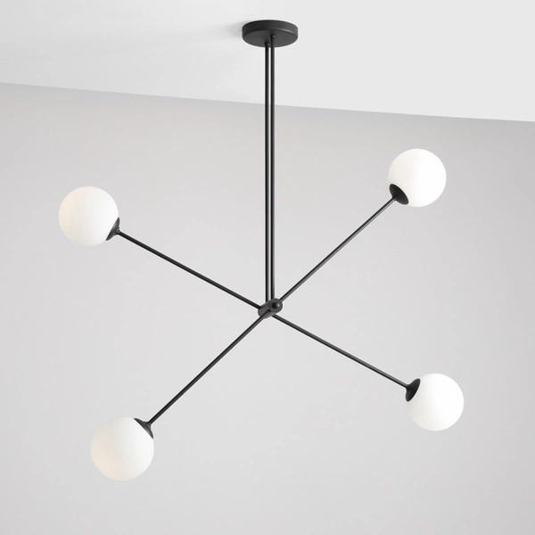 Aldex Lampa sufitowa OHIO 4, 1081PL_L1, czarna z białymi kloszami, 4x40W E14