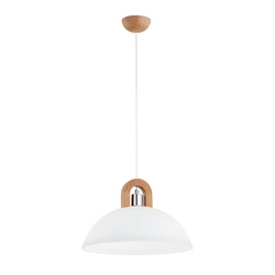 Lampa wisząca ALFA MIGOT DREWNIANA & CHROM 1xE27 30cm | 61380