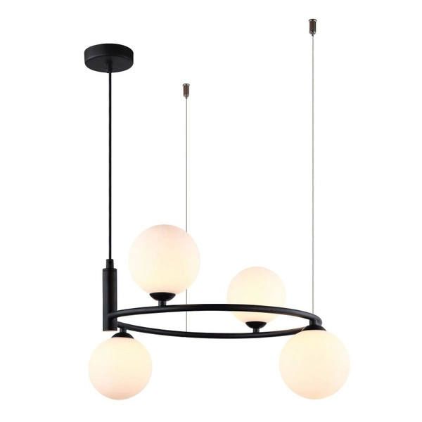 ,Lampa wisząca Amily MDM-3974/4 BK,, czarna z białymi kloszami,, 4x25W G9,