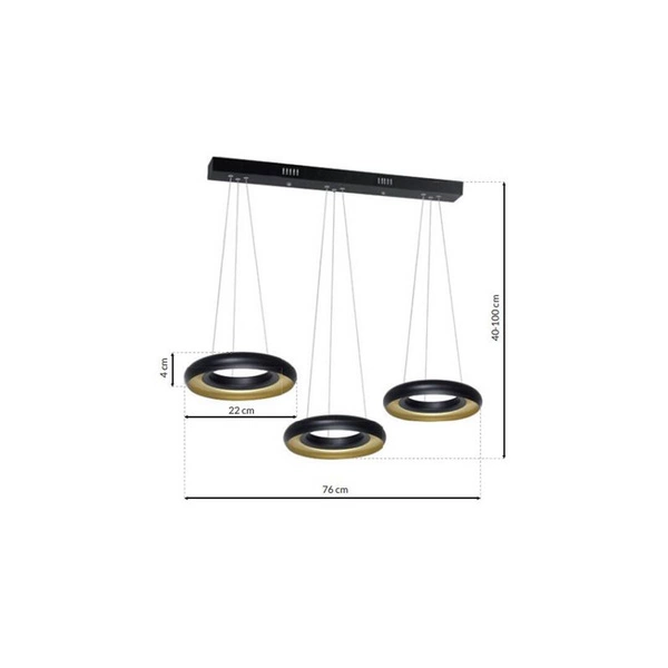 Lampa wisząca RONDO NERO LED 3x22cm