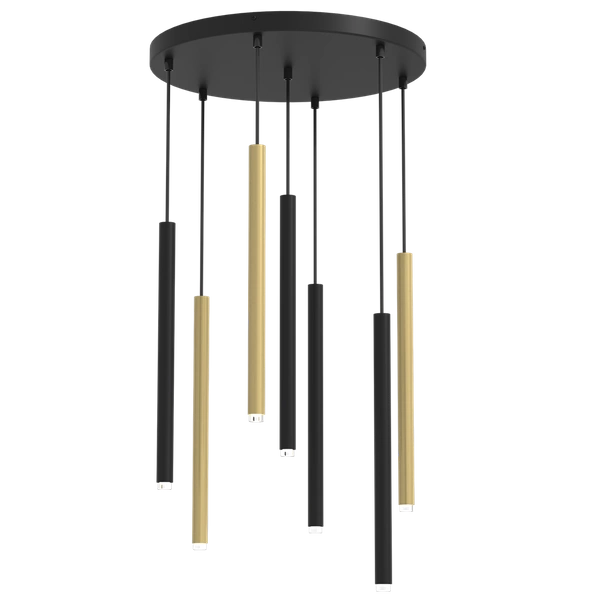 Lampa wisząca MONZA BRASS, MLP8843, czarno-złota, 7x8W G9