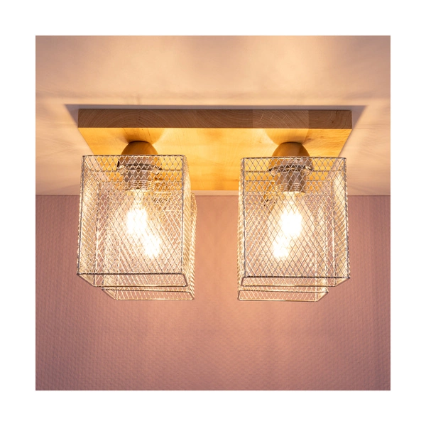 Lampa sufitowa Norman Wood 4xE27 Max.25W Drewno brzozowe/Chromowany metal 8175460