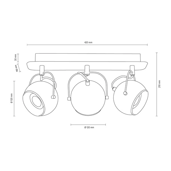 Ball Lampa Sufitowa Incl.3xLED GU10 5W Satyna/Chrom 5109387