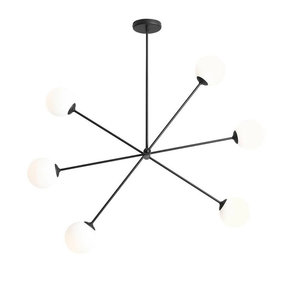 Aldex Lampa sufitowa OHIO 6, 1081PL_K1, czarna z białymi kloszami, 6x40W E14