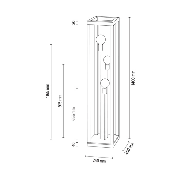 Lampa podłogowa Kago 3xE27 maks. 60W Dąb olejowany/Chromowany metal/Czarny kabel z tkaniny 51528374