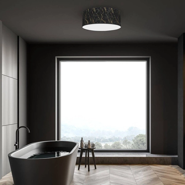 Stylowy plafon do salonu SENSO Black/Gold Ø40 cm 3xE27 | czarny złoty