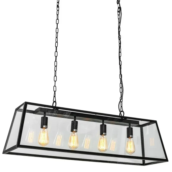 Lampa wisząca LAVERNO dł. 100cm 4xE27| czarna