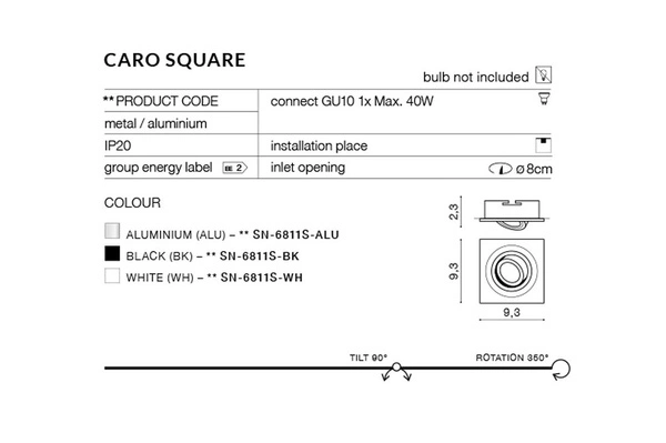 Azzardo CARO SQUARE BLACK 2434
