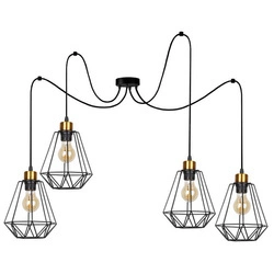 Lampa wisząca pająk PRIMO, 34-00309, czarny/złoty, 4x60W E27