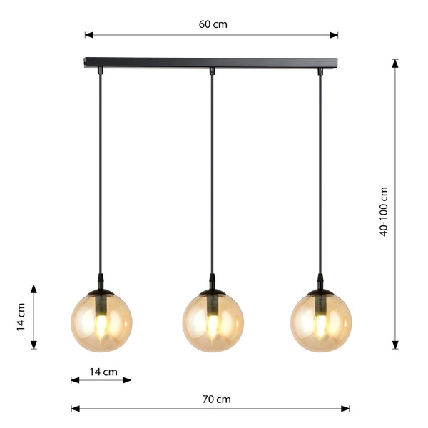 Lampa wisząca Emibig COSMO 3 BL MIODOWY 713/3