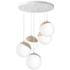 Lampa wisząca nowoczesna szklana kula SFERA WOOD V drewno/biały śr. 35cm