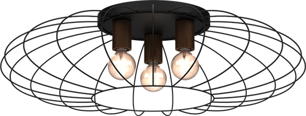 Lampa sufitowa MERIDIANO, MLP7961, czarny/brązowy, 3x60W E27