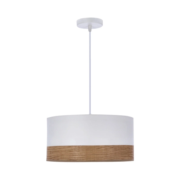 Lampa wisząca BLANCO, 31-17536, biały/orzech, 1x40W E27