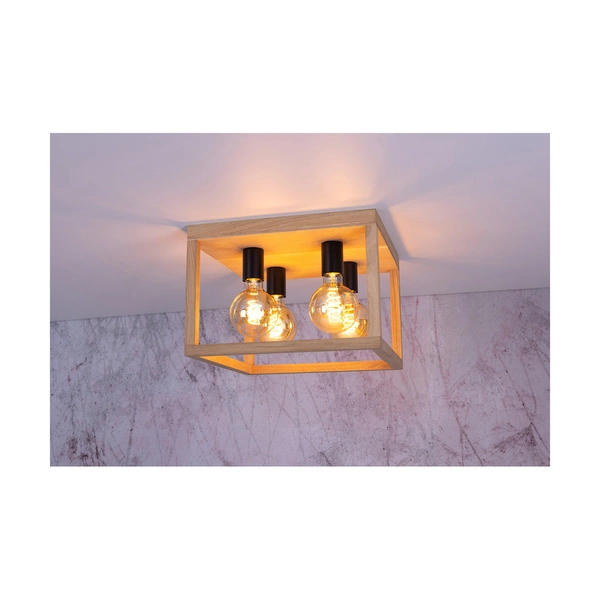 Lampa Sufitowa Kago 4xE27 Max.60W Dąb Olejowany/Czarny Metal 9154474