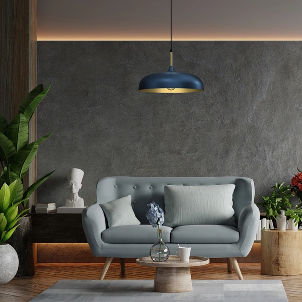 Lampa wisząca LINCOLN, MLP7901, 45 cm, niebieski/złoty, 1x60W E27