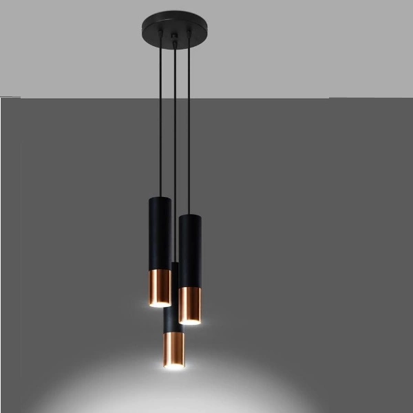 Lampa wisząca LOOPEZ 3P czarny/miedź SL.0949