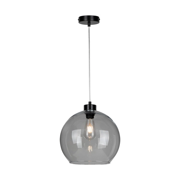 Lampa Wisząca Canberra 1xE27 Max.60W Czarny Metal/Przezroczysty Kabel PCV/Szkło Dymne 5500055