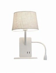 Kinkiet DAKOTA z półka biały - prawy + LED do czytania