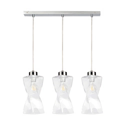 Lampa wisząca Twist 3xE27 Max.25W Metal Chrom/Przezroczysty kabel PVC/Przezroczyste szkło 13620328
