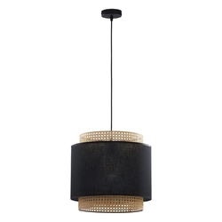 Lampa wisząca rattanowa abażur do salonu BOHO BLACK szer. 38cm | czarny 6542