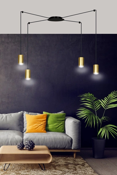 Lampa wisząca Emibig TRAKER 4 BL/GOLD 526/4