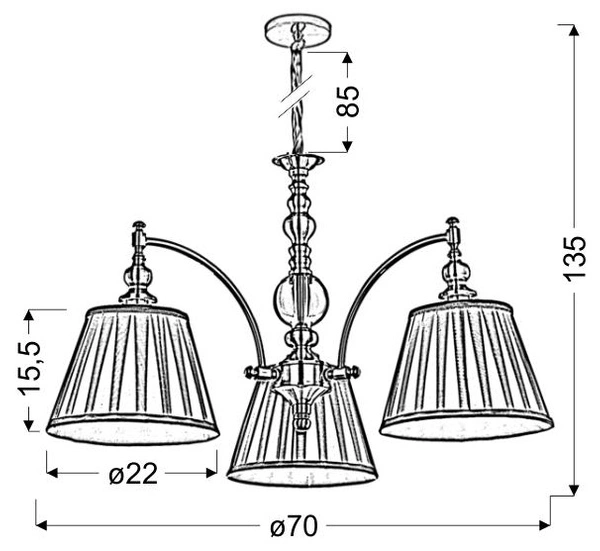 Lampa wisząca AUSTIN 33-13842 patynowa 3x40W E14