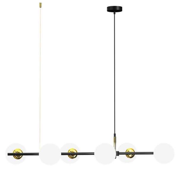 Lampa wisząca POP, MLP7845, czarny/złoty/biały, 6x40W E14