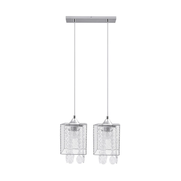 Lampa Wisząca Gracja 2xE27 Max.60W Chrom Metal/Przezroczysty Kabel PVC/Przezroczyste Szkło 8171228