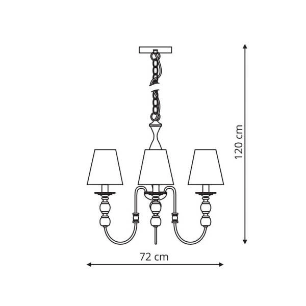 Żyrandol GRADO 3, patynowy z białymi abażurami, 3x40W E14