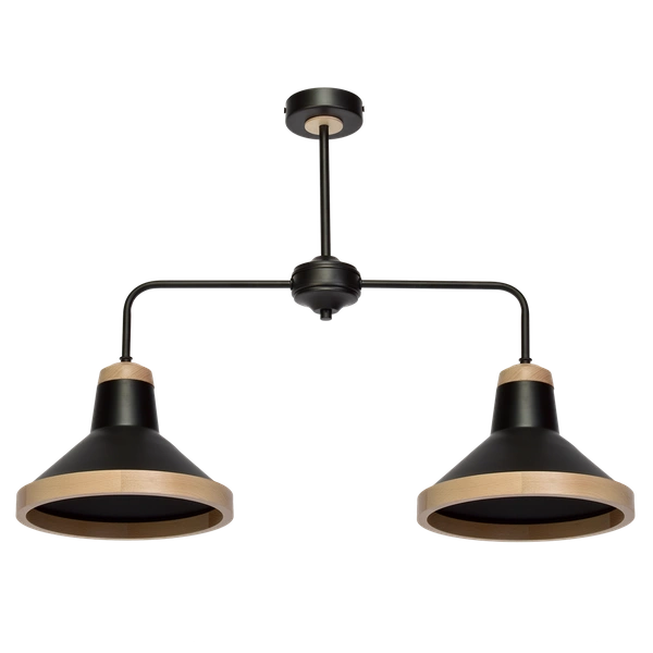 Lampa sufitowa SALMA, czarny/drewno, 2x60W E27, MLP6296