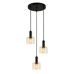 Lampa wisząca Santia wys. cał. 94,5cm 3xE27 | czarny/bursztynowy