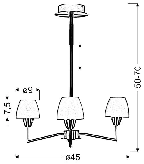 Lampa wisząca TOGO 33-10639 satynowa z białymi kloszami 3x40W G9
