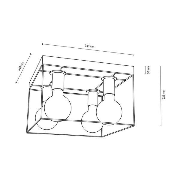 Betonowa Lampa Sufitowa Gretter 4xE27 Max.60W Szary Beton/Czarny Metal 919408436