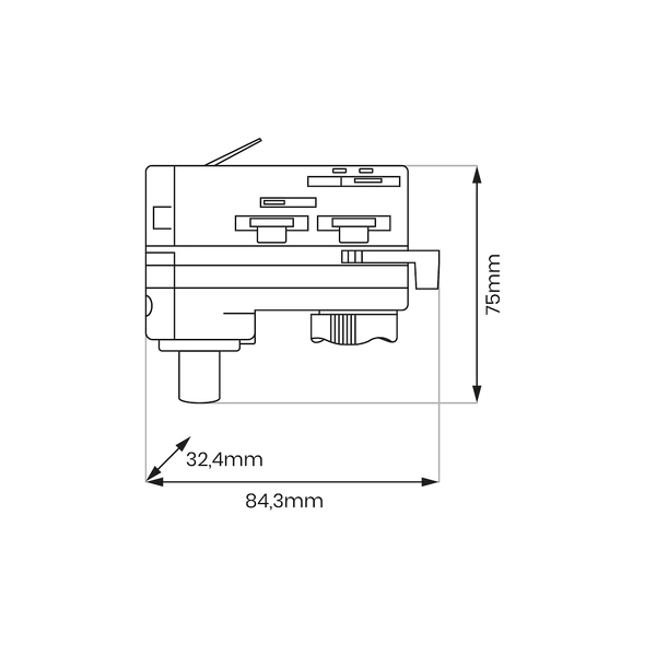 Złączka Track Czarny Do Lampy Wiszącej 3-Obwodowy