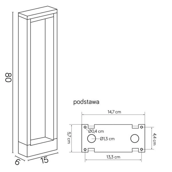 Nowoczesny słupek ogrodowy 80cm LED Form YB19502 | ciemny popiel