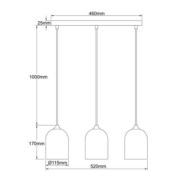 Metalowa lampa wisząca Nilo czarna 3xGU10