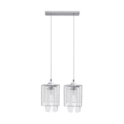 Lampa Wisząca Gracja 2xE27 Max.60W Chrom Metal/Przezroczysty Kabel PVC/Przezroczyste Szkło 8171228