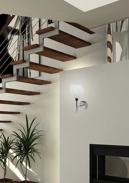 Kinkiet RAUL 21-72191 chromowy z białym kloszem 1X40W E14