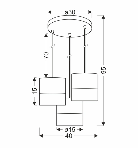 Lampa wisząca BIANCO, 33-17574, biały/orzech, 3x40W E27