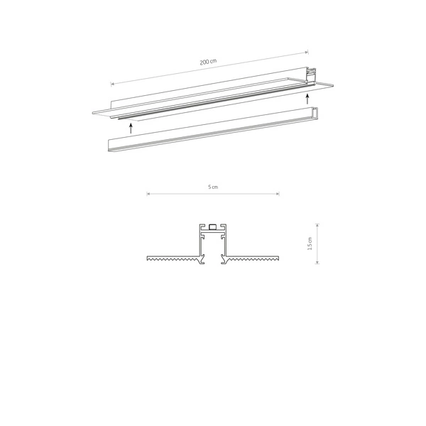 Podtynkowy szynoprzewód niskonapięciowy NANO-LVM RECESSED TRACK 2M | Czarny 11731