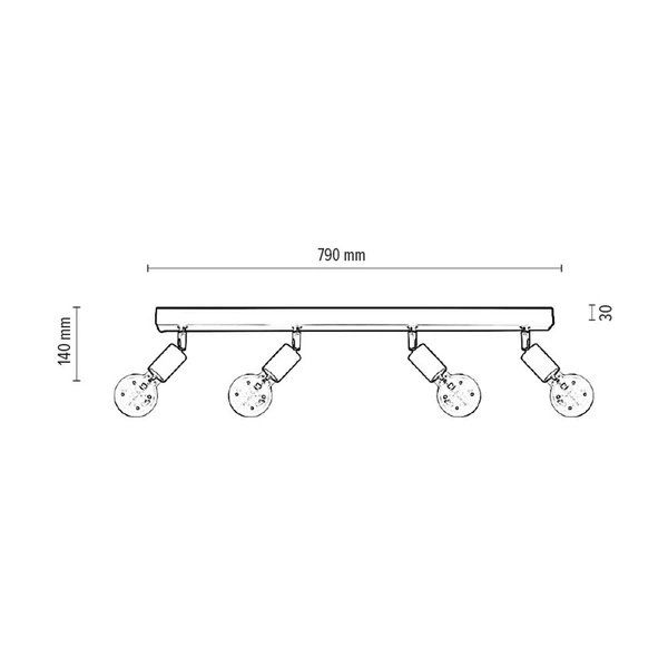 Lampa Sufitowa Elmin 4xE27 Max.25W Dąb Olejowany/Czarny Metal 2264404