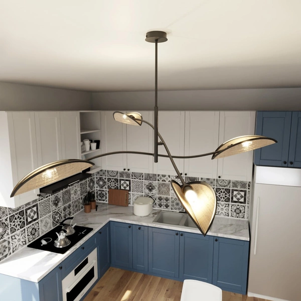 Lampa sufitowa Emibig LOTUS 4 Czarny/RATTAN 1108/4