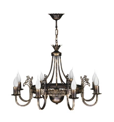 Klasyczny Żyrandol KORONA wys. 68cm 8xE14 11W IP20 | Brązowy ręcznie patynowany