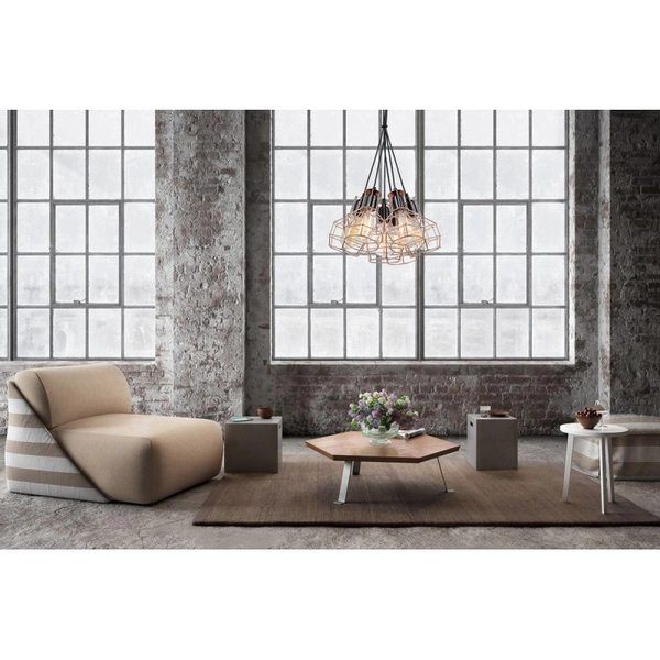 Lampa wisząca PERIFO śr. 40cm 6xE27 | czarny/miedziany