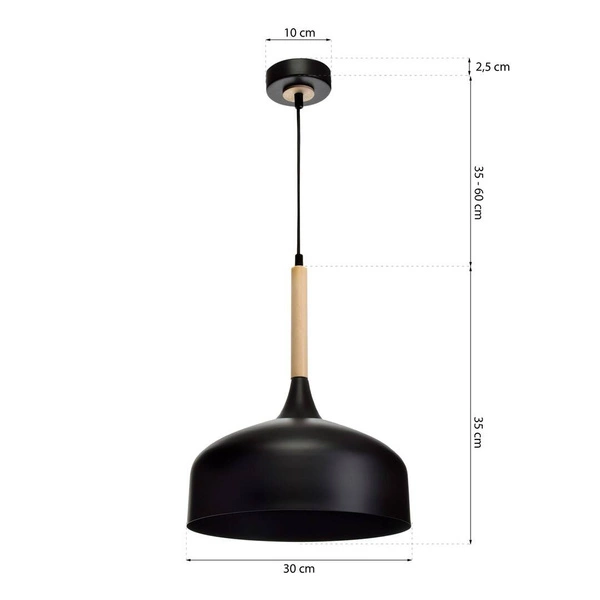 Nowoczesna lampa wisząca TAYLOR BLACK 1xE27 60W MLP6218